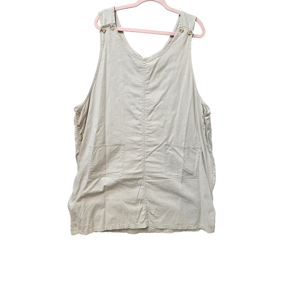 Jenna Lane New York Linen Blend Pinafore Jumper Dress Beige Plus Size 3X Pockets